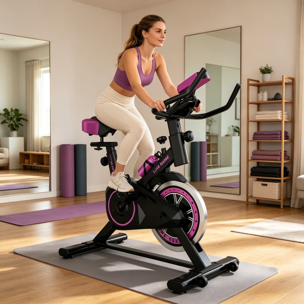 Bicicleta Ergométrica Spinning com Resistência Mecânica, Monitor LCD e Estrutura Reforçada