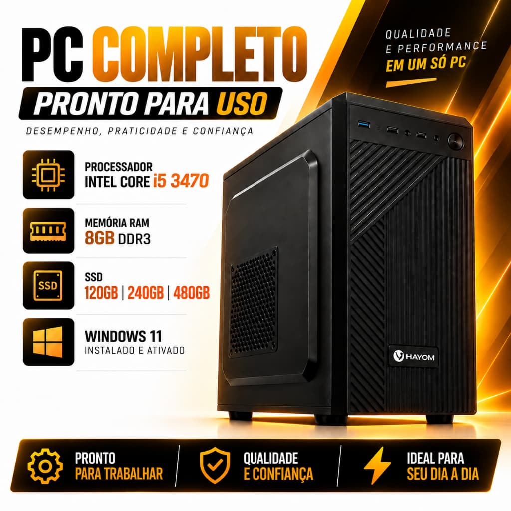 Computador Completo Intel I5 3470 8GB 16GB RAM SSD 120GB 240GB 480GB Windows 11 WiFi Desktop