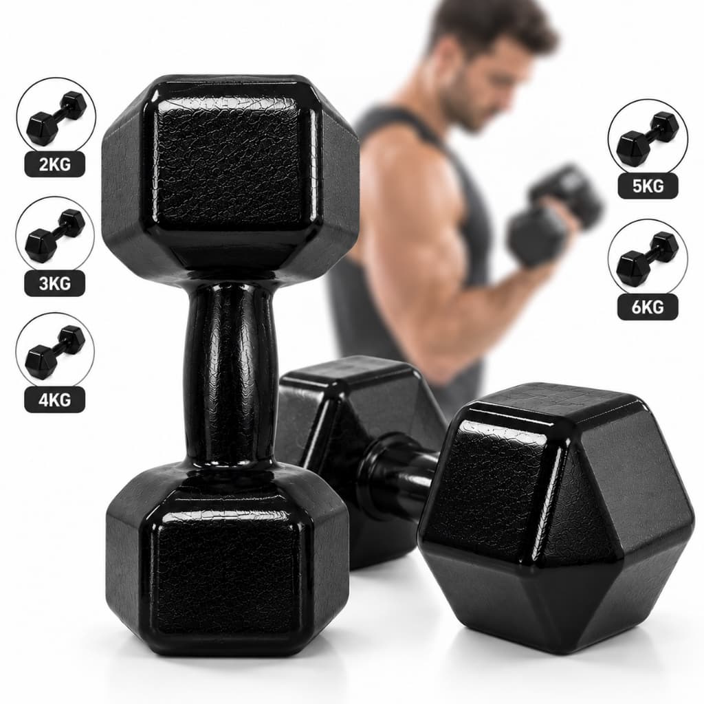 Halter Peso De Academia Fitness 2kg 3kg 4kg 5kg 6kg Emborrachados Ferro Fundido Treino Fisioterapia Peso de Academia
