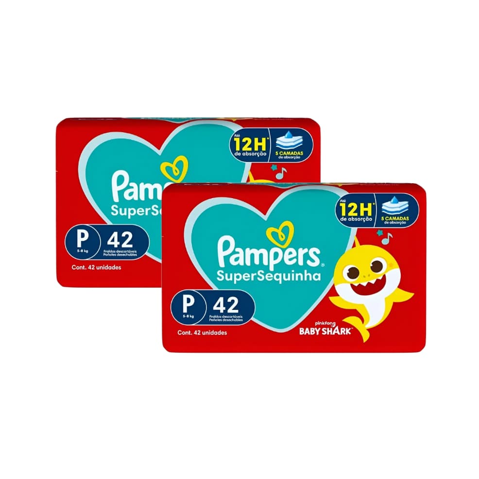 Kit 2 Pacotes Fralda Pampers SuperSequinha P 42un = Total 84unidades