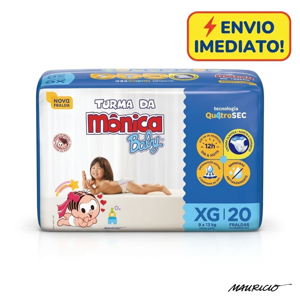 Fralda Descartável Turma Da Mônica Baby Xg Pacote 20 Unidades promoçao