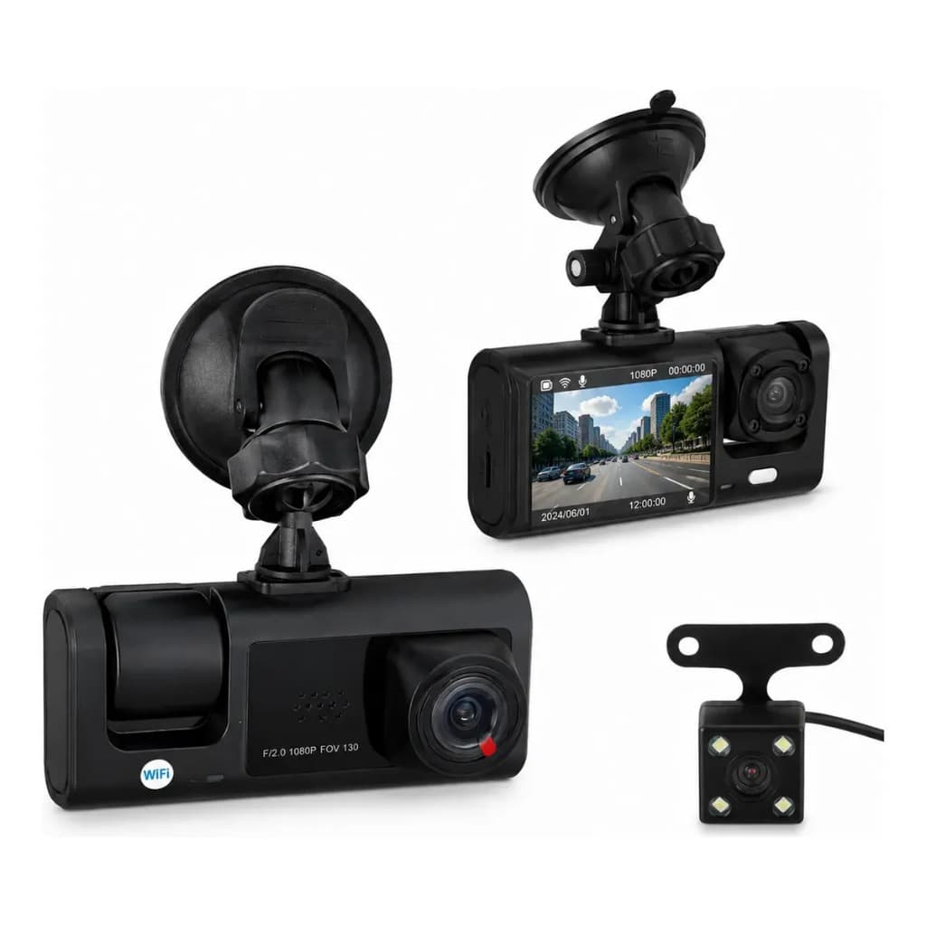 Câmera Veicular Wi-Fi DVR Full HD 1080P Frontal e Traseira – Câmera para Carro com Gravação e Monitoramento