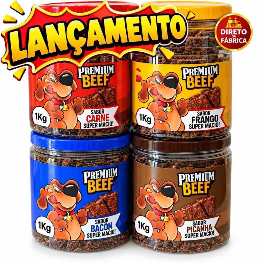 Petisco para cachorro cães (1Kg) - Bifinho Carne, Frango, Picanha ou Bacon