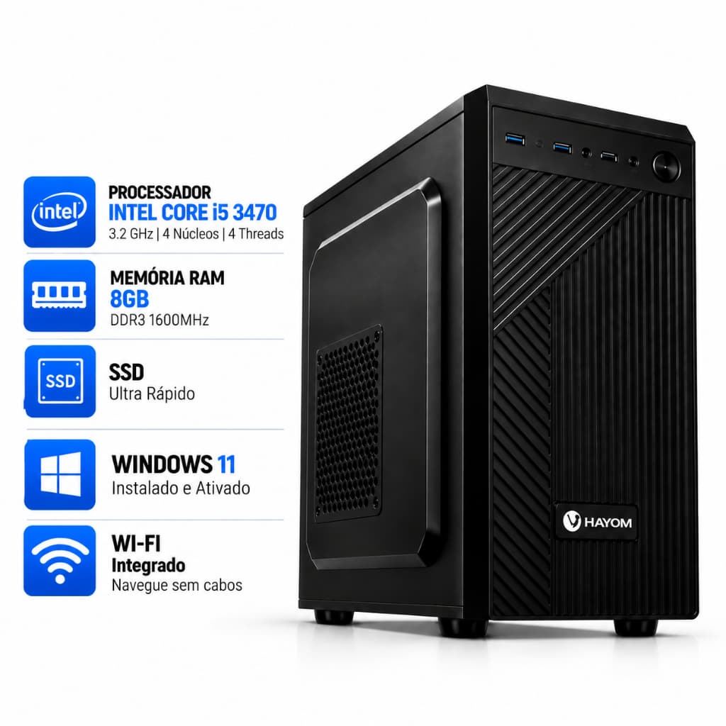 Computador Intel Core I5 3470 LGA 1155 SSD 8GB Ou 16GB DDR3 1600MHz PC Completo Desktop