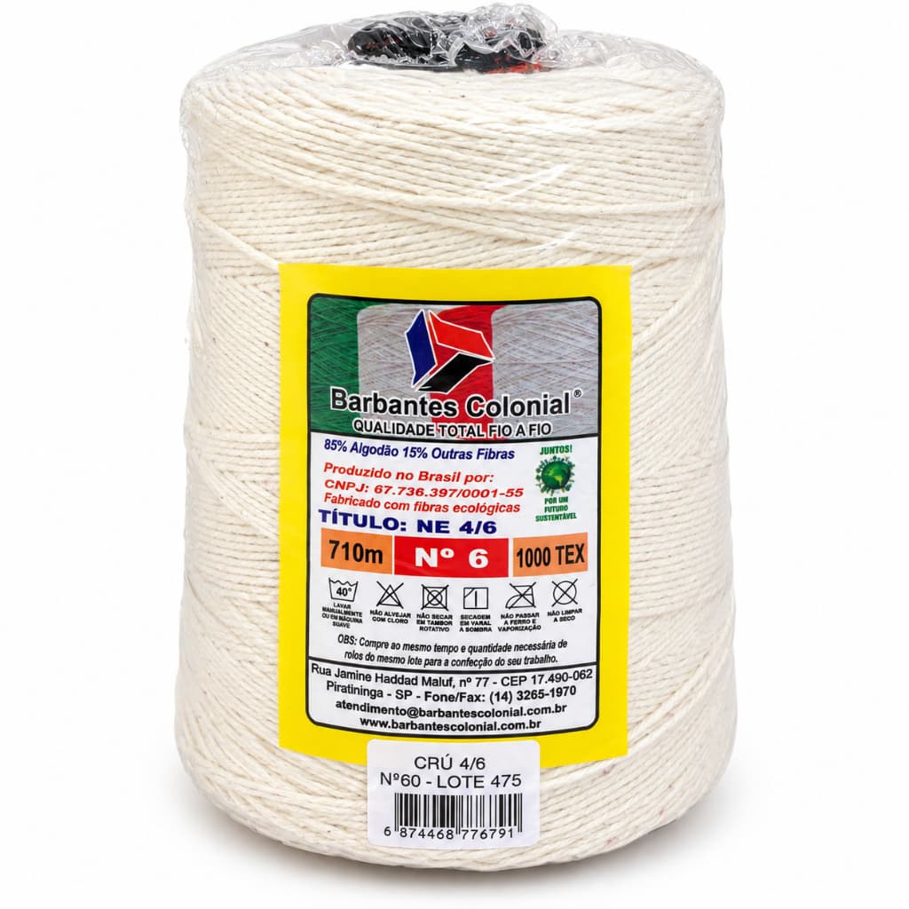 Barbante Colonia/Piratininga Cru Fio N 6 - 700g - Para Crochê e Artesanato