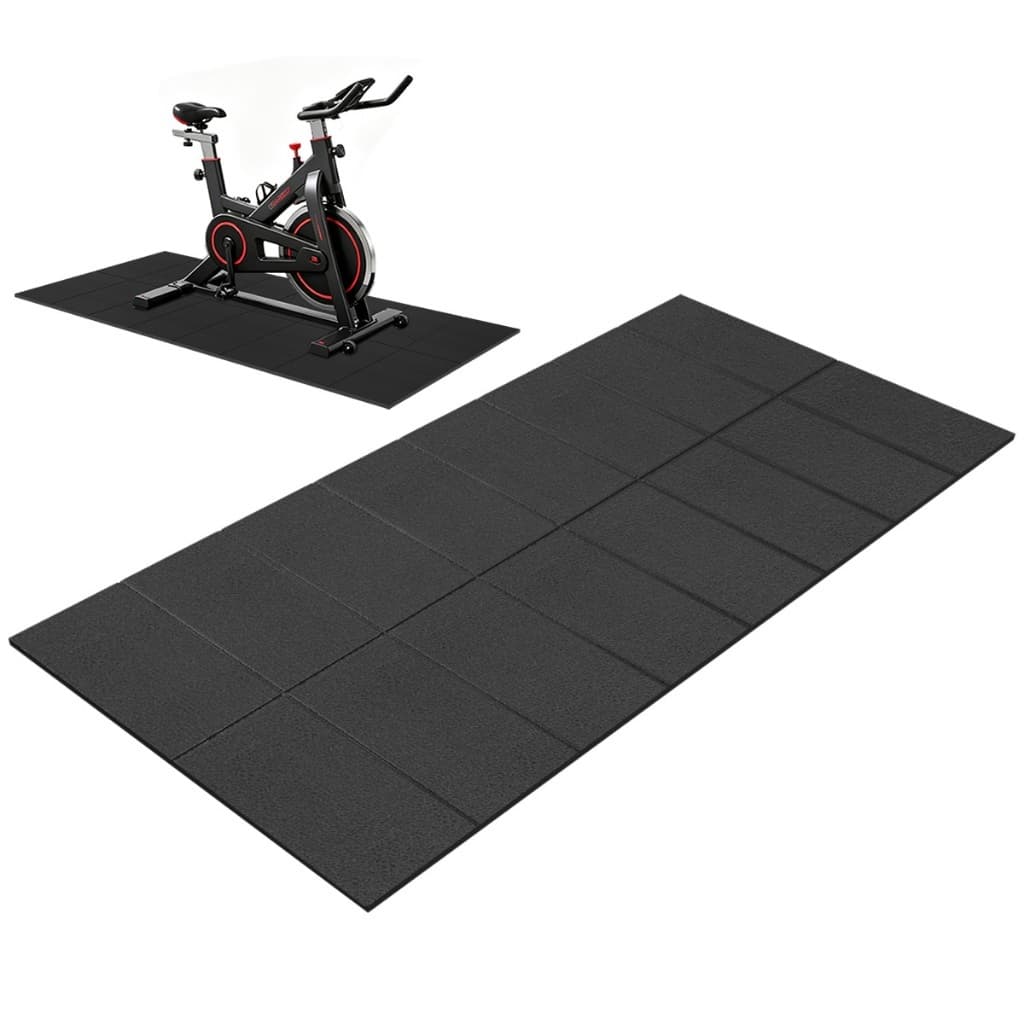 Tapete para Bicicleta Ergométrica STEPWAVER – Proteção de Piso para Equipamentos, PVC Preto 175x60cm, Dobrável em 8 Part