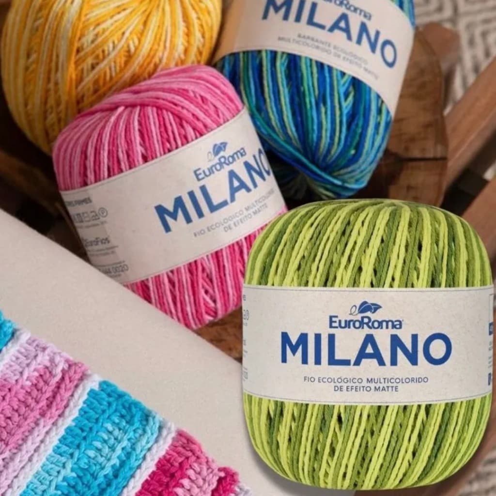 Barbante Milano EuroRoma 400g 452m Mesclado Nº6 para Crochê Tapete Artesanato