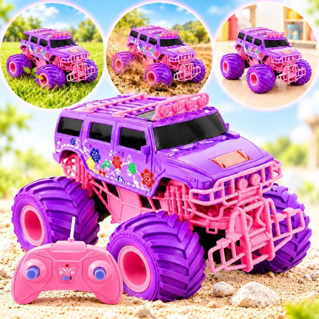 Carrinho Controle Remoto Infantil Jeep Pickup Bateria Recarregável Rosa