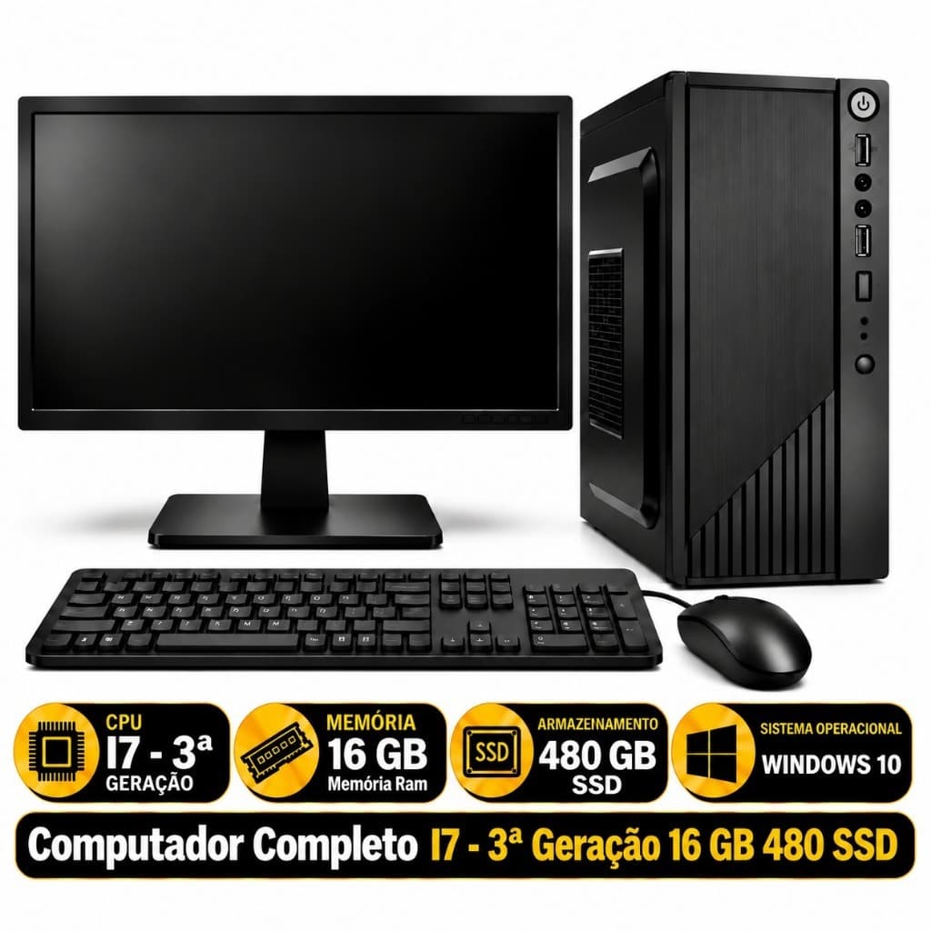 Computador Completo Intel Core i7 3ª Geração | 16GB | SSD 480GB - DDR3