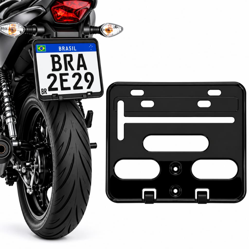 Protetor Suporte Moldura Reforçada para Placa de Moto Mercosul e Placa Refletiva