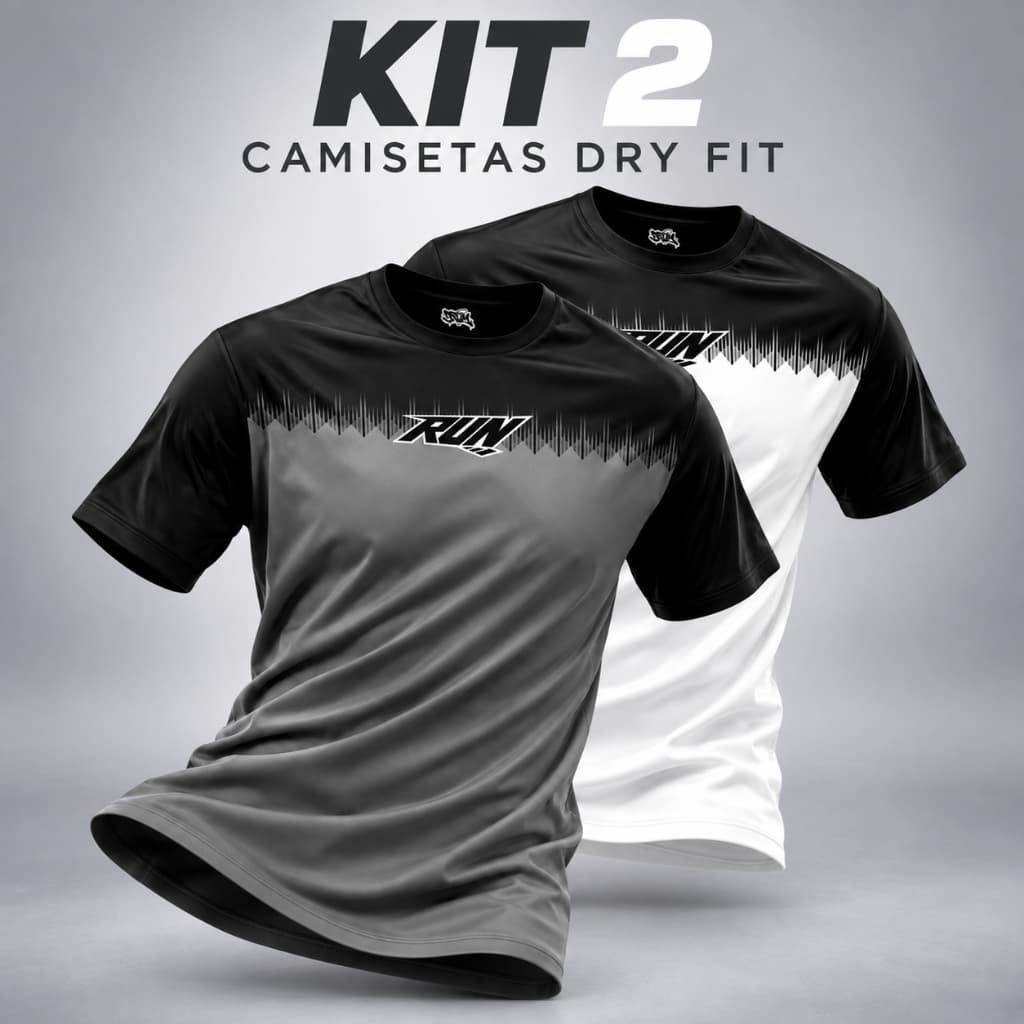 Kit 2 Camisas Dry Fit Masculina Para Academia Treino Musculação Corrida Caminhada Esportiva