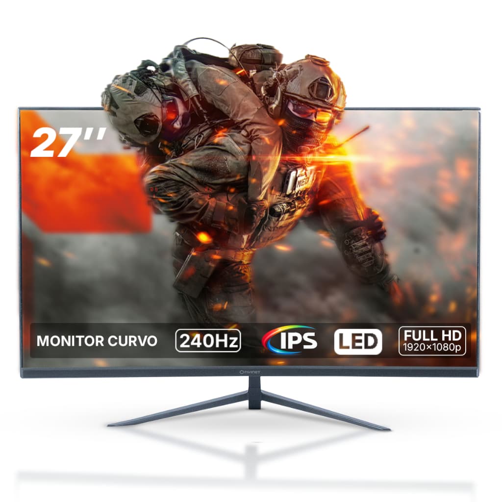 Monitor Gamer Curvo 27 NVINET 240hz 1080p Ips Som Integrado