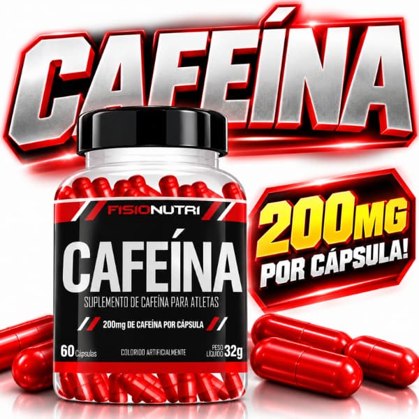 CAFEÍNA FISIONUTRI 200MG 60 CÁPSULAS SUPLEMENTO PRÉ-TREINO ENERGIA FOCO RESISTÊNCIA E DESEMPENHO FÍSICO