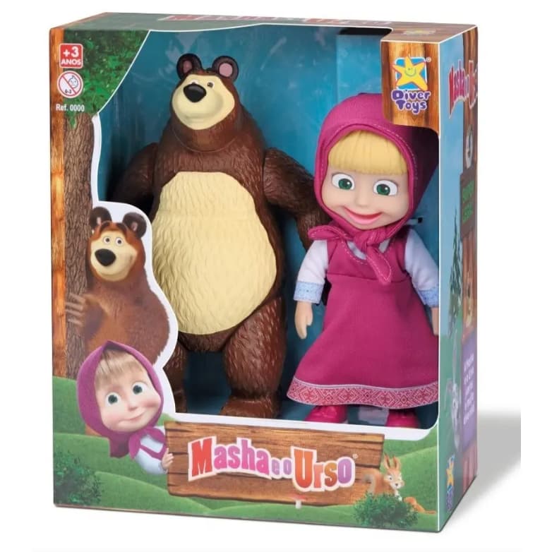 Boneca Masha e Urso Articulados Divertoys Brinquedo Infantil Menina Menino Original