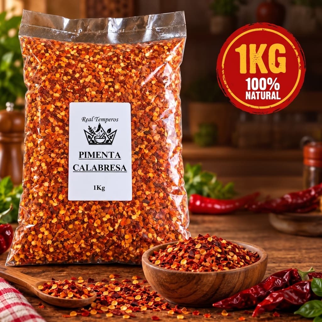 Pimenta Calabresa Flocos 100% Pura 250g 500g 1kg | Sabor Picante e Marcante | Real Temperos