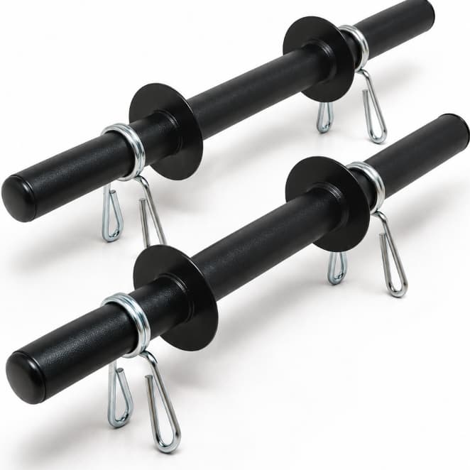 Par de Barras Ocas 40cm para Halteres Musculação Preto com 4 Presilhas para Academia