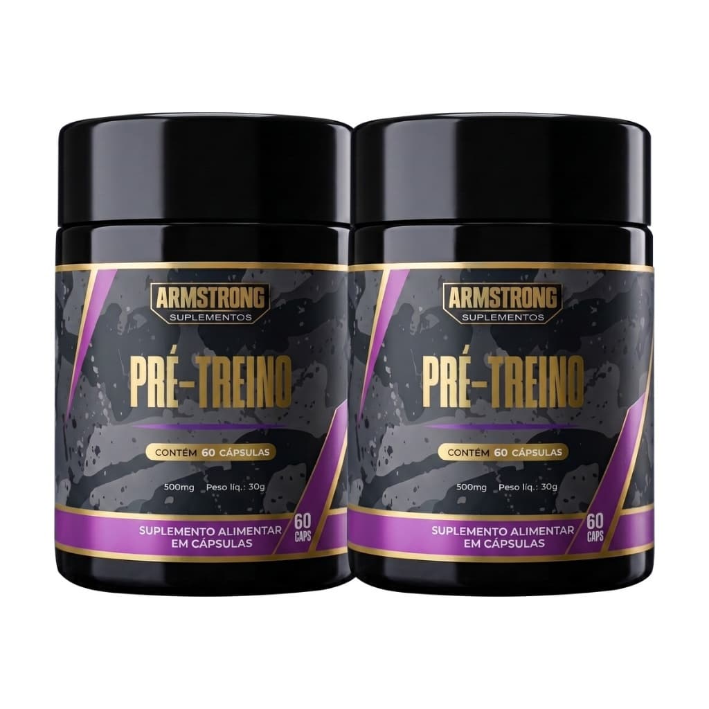 Kit 2 Pré Treino Natural Guaraná Beterraba Gengibre Uva Feno Grego 120 Cápsulas Suplemento Alimentar Armstrong