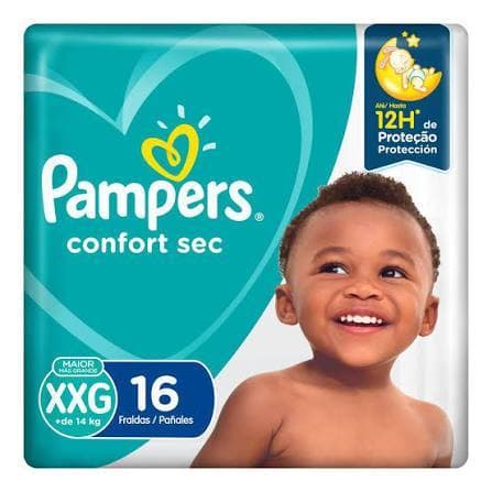 Fralda Pampers Confort Sec Tamanho XXG Pacote Com 16 Unidades (+ de 14kg) | Até 12 Horas Seca