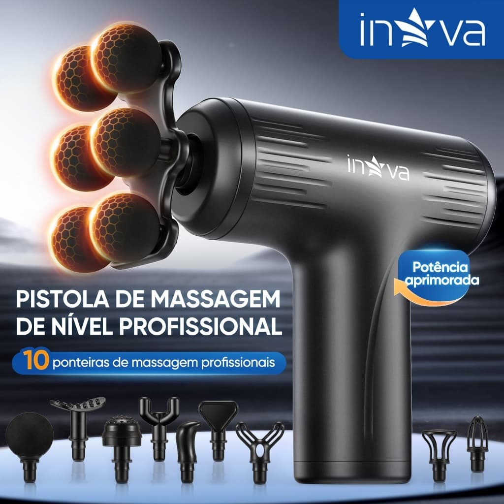 INOVA Massageador  6 CabeçasElétrico Alta Frequência Profissional Muscular Massagem massageador corporal