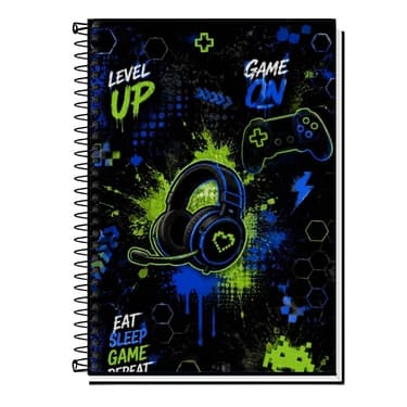 Caderno Personalizado Gamer – Video Game – Jogos Online – Setup Gamer – Geek – Controle – RGB – 1, 10, 15 e 20 Matérias