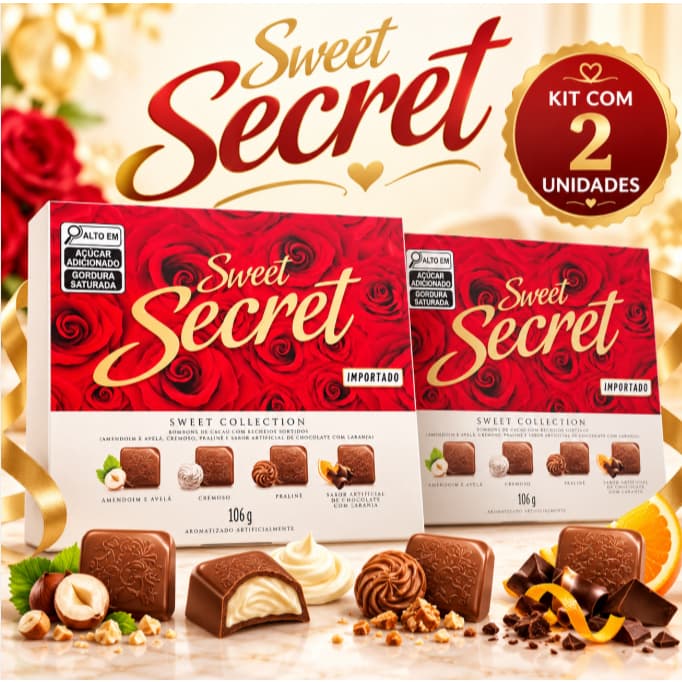 Kit 2 Caixas Bombons Sweet Secret Importado 106g Cada Chocolate Recheado Sortido