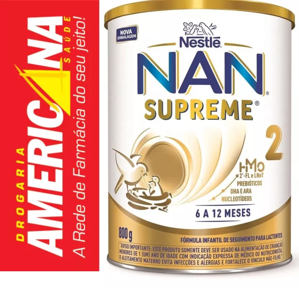 Fórmula Infantil Supreme Nan Nestlé 2 HMO 800g Envio Imediato