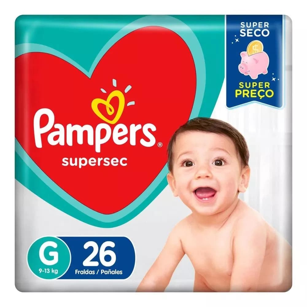 Fralda Descartável Pampers Supersec Pacotão G 26 Unidades