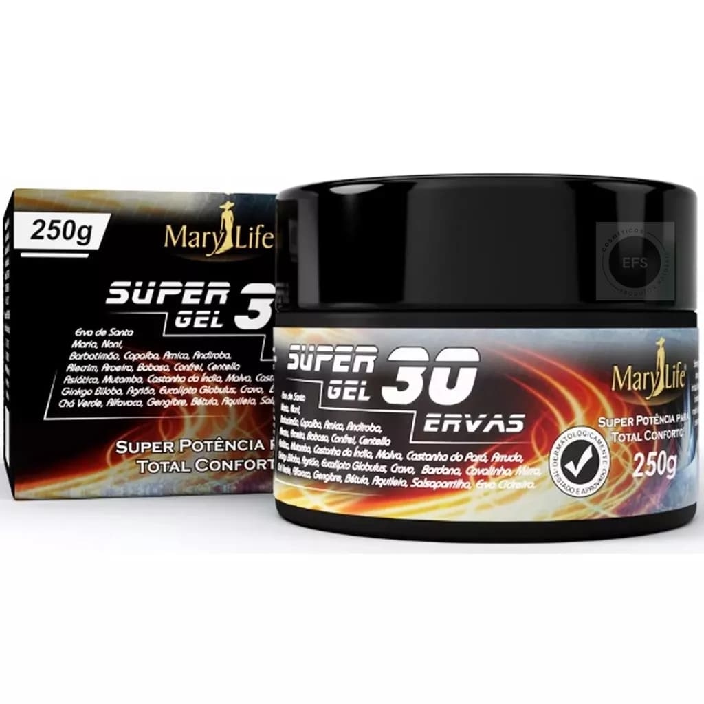 Kit 2/3 Super Gel 30 Ervas 250g Mary Life Pote Alivio da dor Envio Imediato