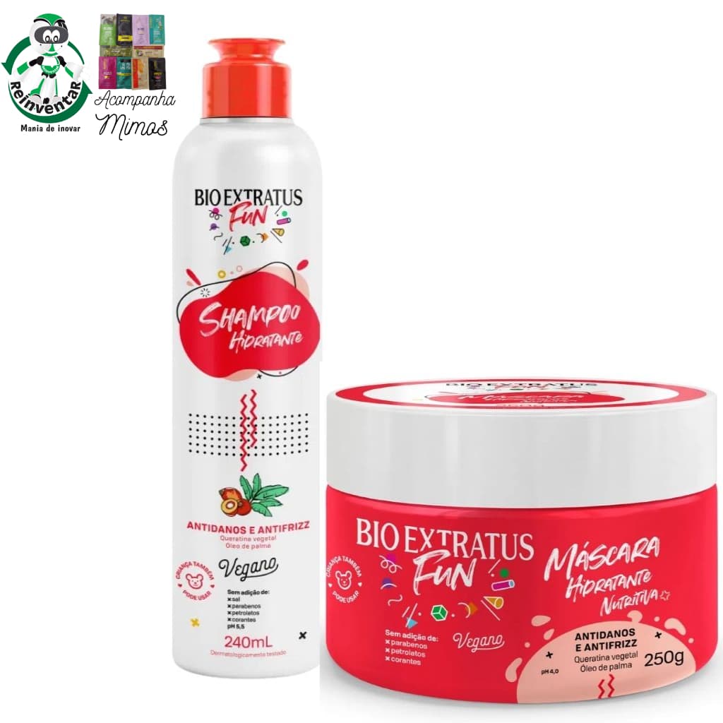 Shampoo e Máscara Fun Hidratante Antidanos Bio Extratus