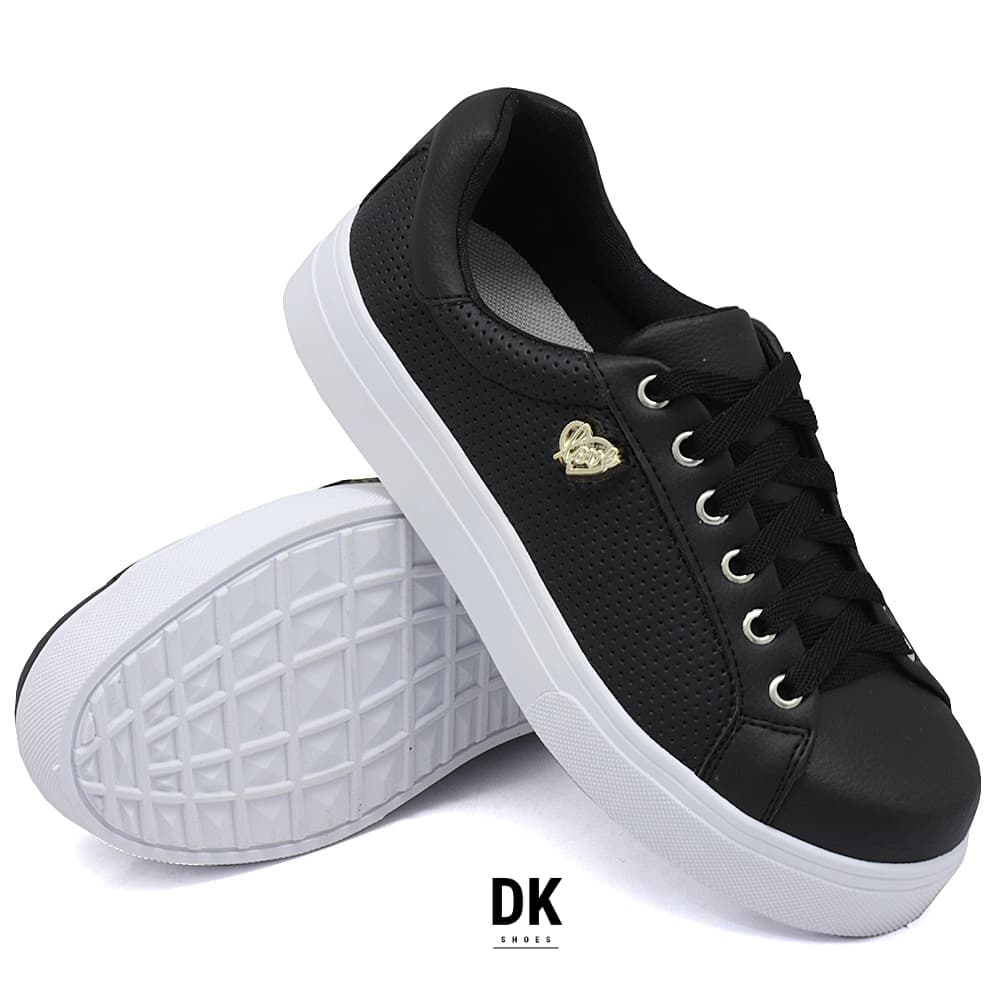 Tênis Casual Sapatênis Dk Shoes Branco Love Sola Baixa Sapato  Femininos Confortável
