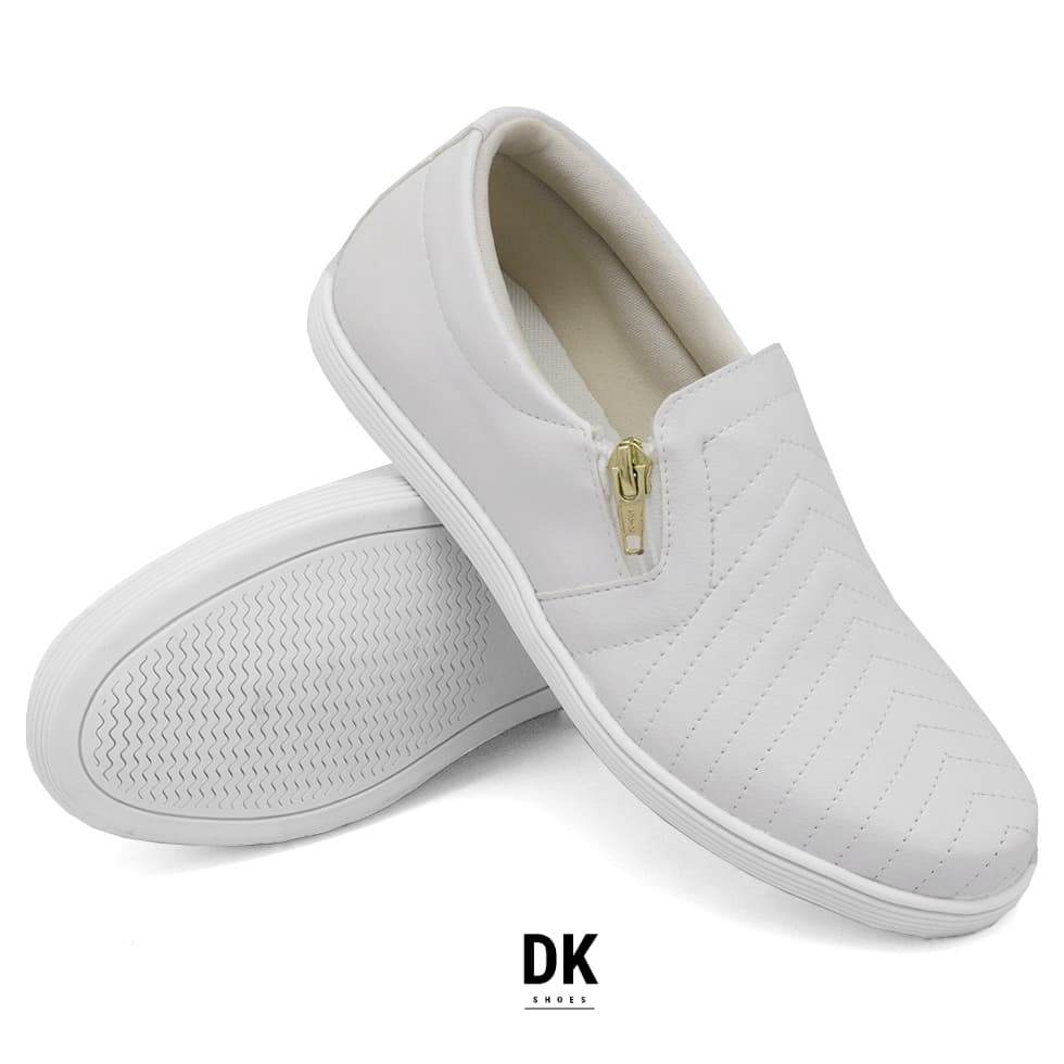 Tênis Baixinho Casual Slip Branco Sapatênis Sapato Feminino Leve  Confortável Preto Solinha Baixo
