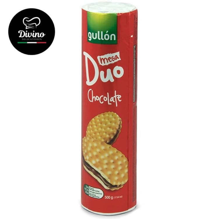 Biscoito Mega Duo Chocolate Recheado Gullón 500g - Importado Espanha