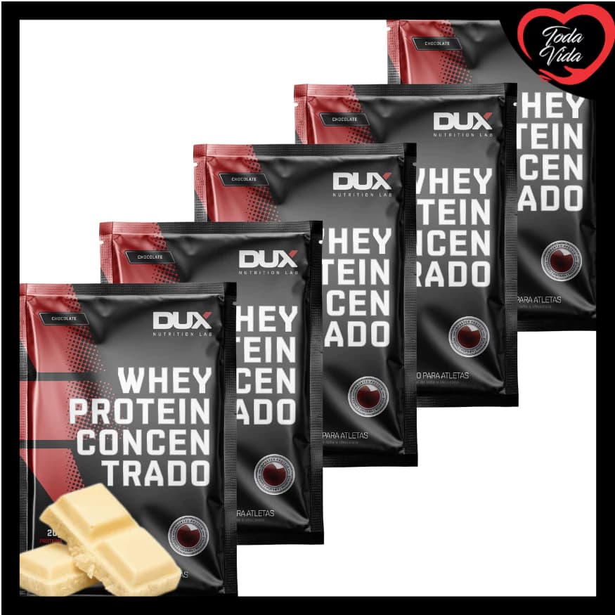 Kit 5 Saches Whey Protein Concentrado Sabor Chocolate Branco