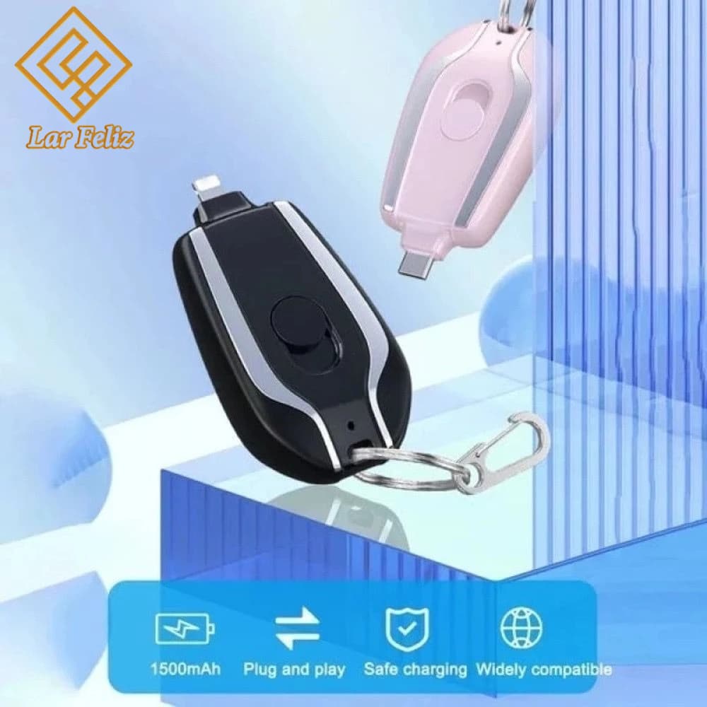 Carregador de Celular de emergência portátil chaveiro 1500 mah para TYPE-C android Rápido
