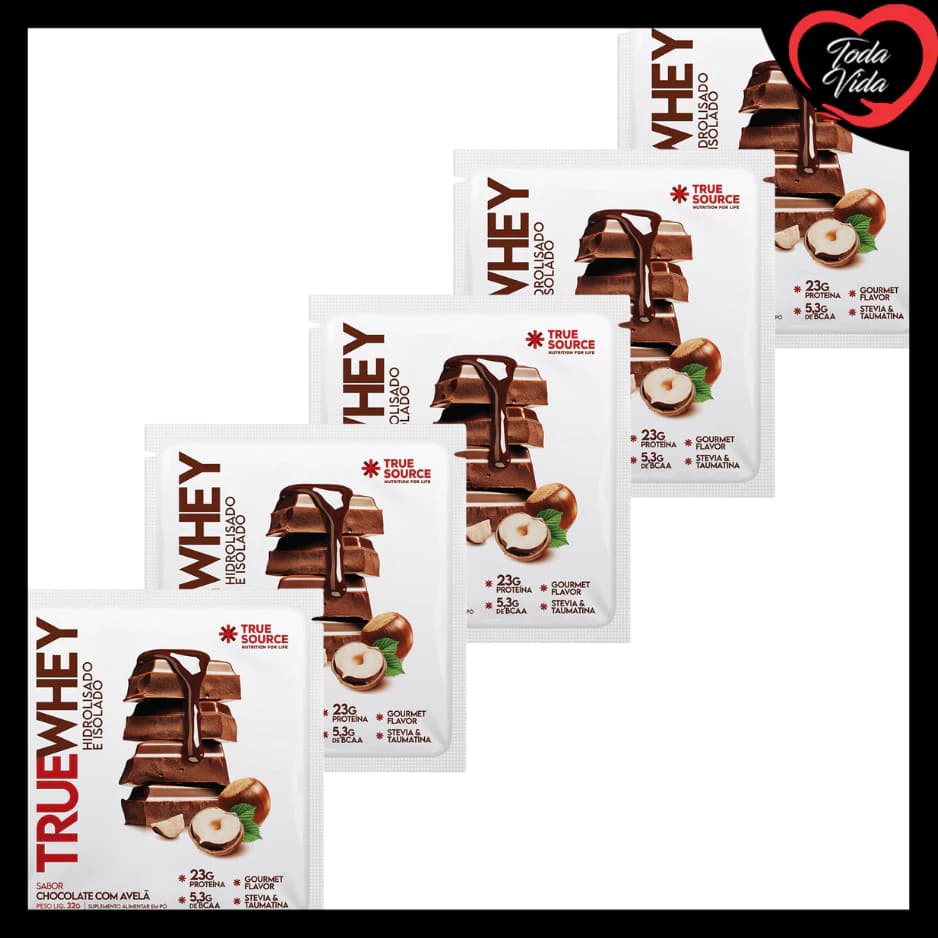 TRUE WHEY PROTEIN SACHE CHOCOLATE AVELA - KIT COM 5