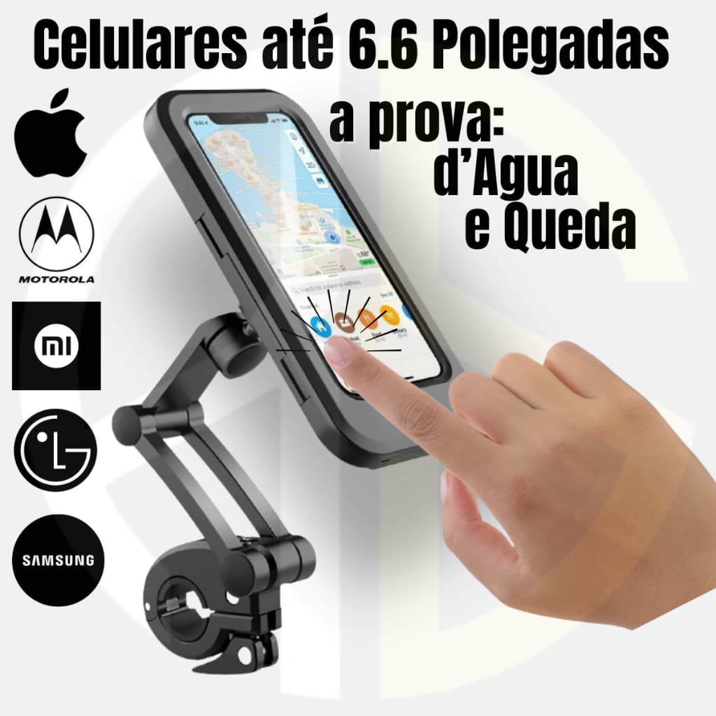Suporte Celular Moto Bicicleta Á Prova Dágua  Acessórios para Moto 360° Articulado 6.6 Pol Universal