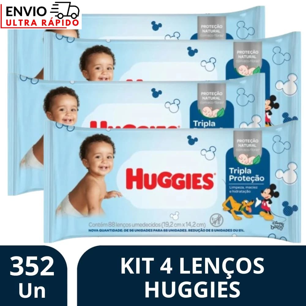 Kit 4 Toalha Umedecida Huggies Tripla Proteção 88Un -Huggies