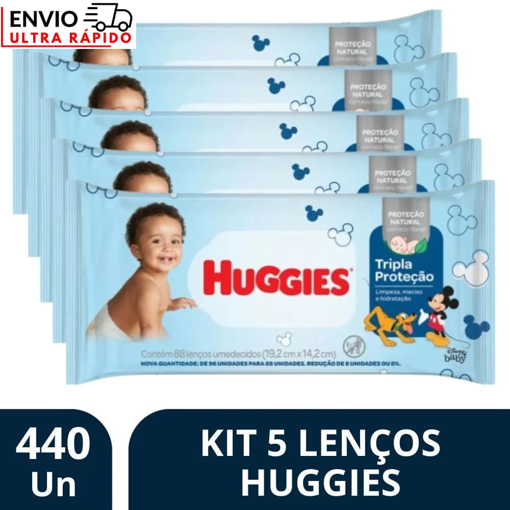 Kit 5 Toalha Umedecida Huggies Tripla Proteção 88Un -Huggies