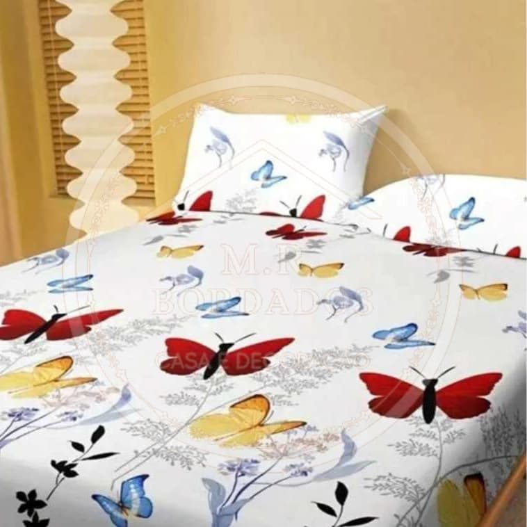 Lençol Cama Casal 4 Peças Com Elástico Fronha Jogo Roupa de Cama Completo Toque Macio Conforto Hotel