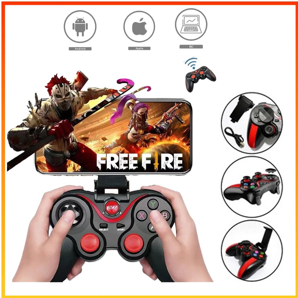 Controle Bluetooth Universal para Celular Tablet PC sem Fio com Suporte Ajustável Gamepad Recarregável Android iOS