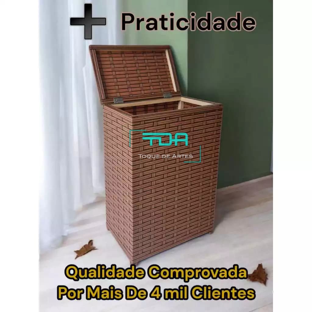 Cesto de Roupa Suja Roupeiro Retangular 59 Litros Organizador Multiuso em Fibra Sintética Banheiro