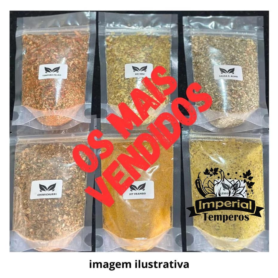 TEMPEROS E CONDIMENTOS KIT 30 UNIDADES 30g EMBALAGEM ZIP LOC
