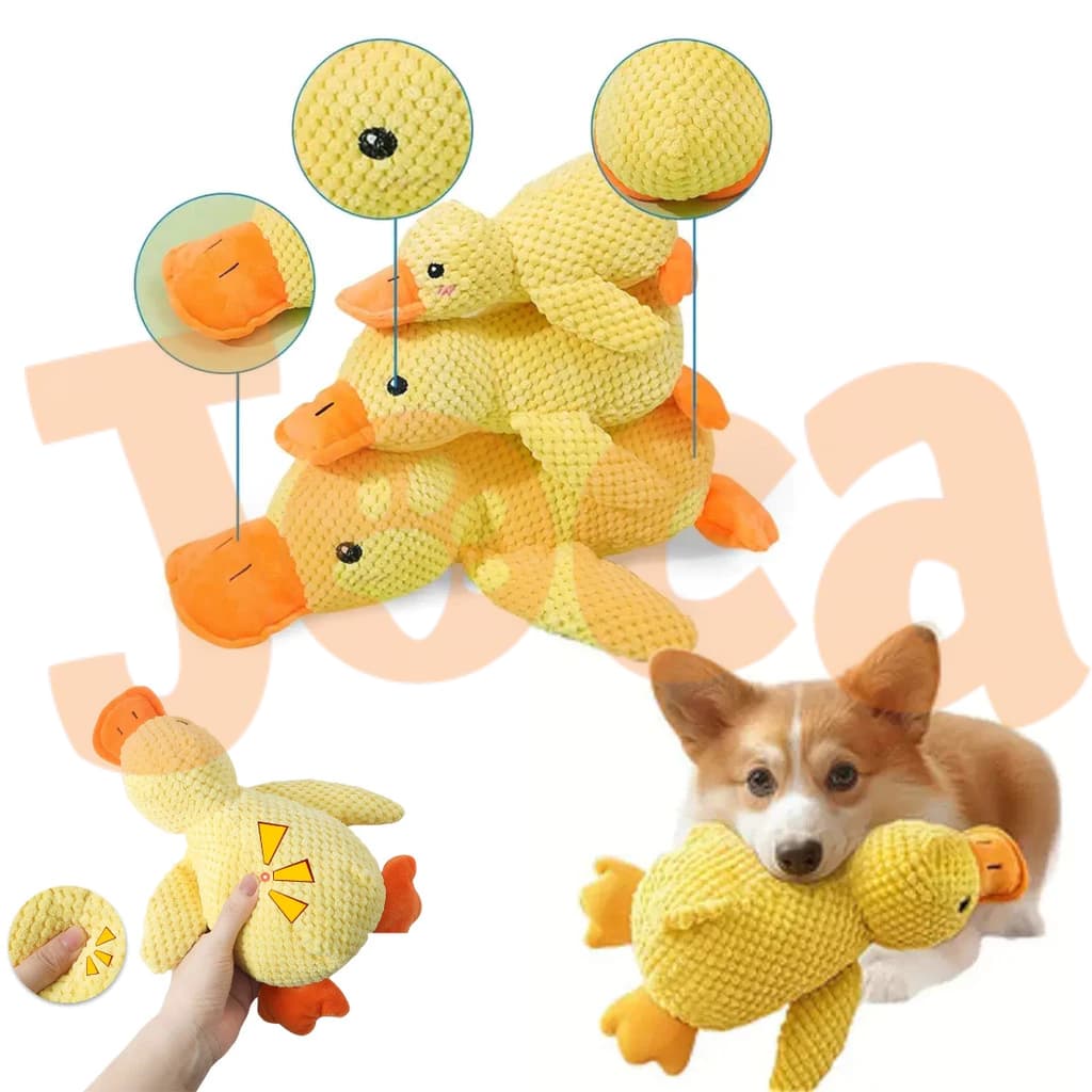 Brinquedo Interativo Pato Pelúcia Reforçada M e G Pato Para Cães Com Apito