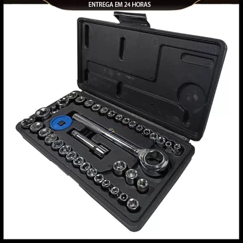 Jogo Chave Soquete C/ Catraca Reversível 40 Pçs Hammer Catraca Reversível  Maleta