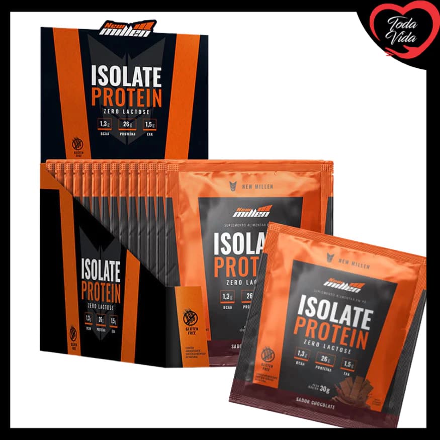 WHEY ORIGEM BOVINA ISOLATE PROTEIN - NEW MILLEN ( CAIXA 15 SACHES ) - CHOCOLATE