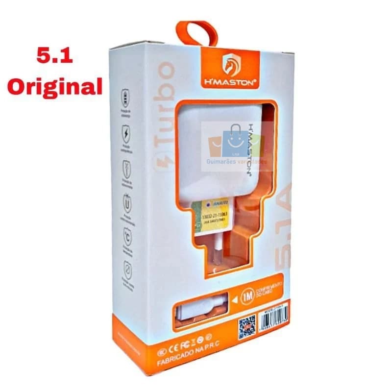 Carregador para Celular Turbo Super Rápido H'MASTON - 5.1A TIPO C, V8 e IOS