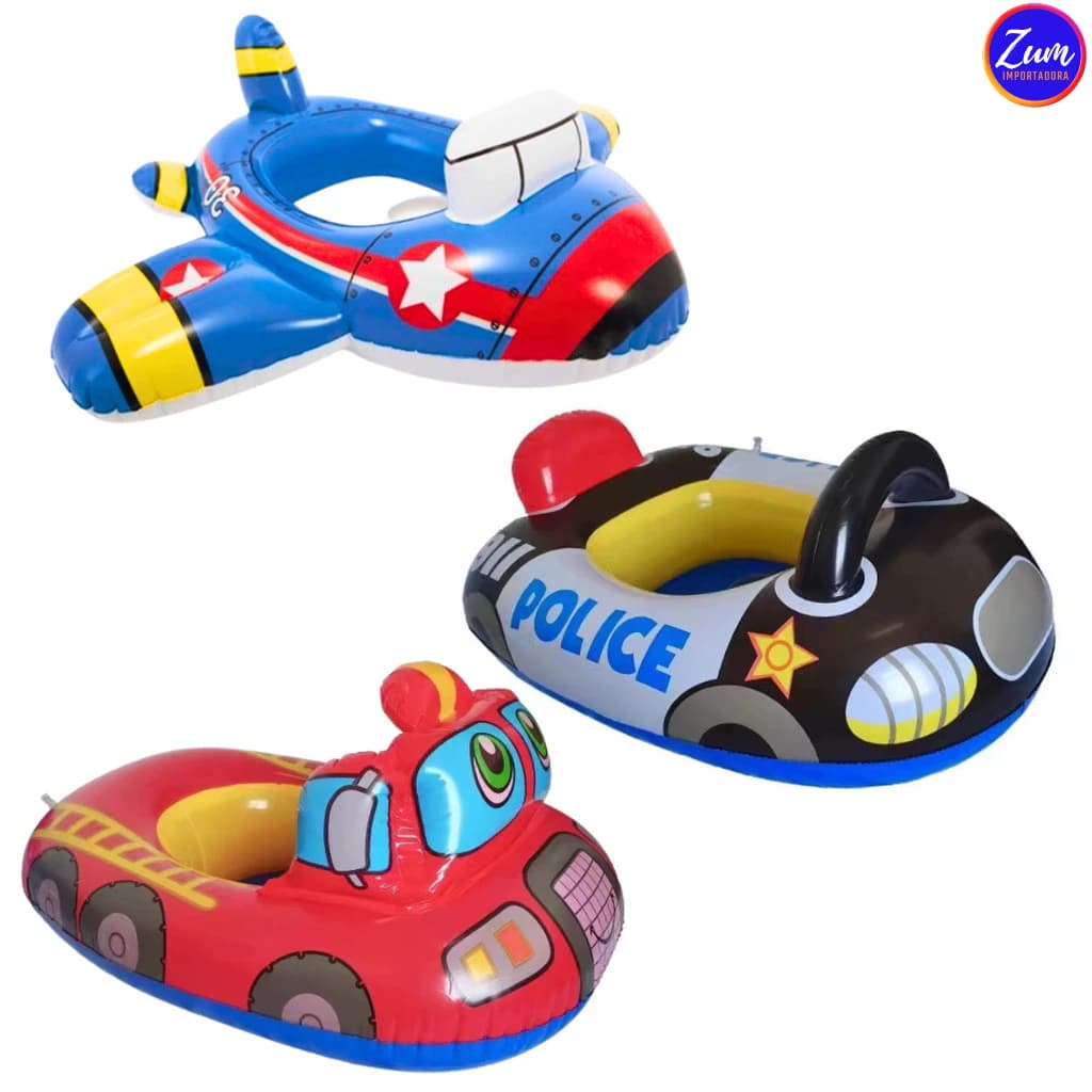 Boia infantil Carrinho Avião Policia para natação flutuante - Diversos Modelos