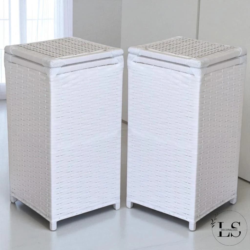 Kit 2 Cestos De Roupas Suja Cesto Organizador 30x30x60 Fibra Sintética Multiuso Para Quarto Banheiro