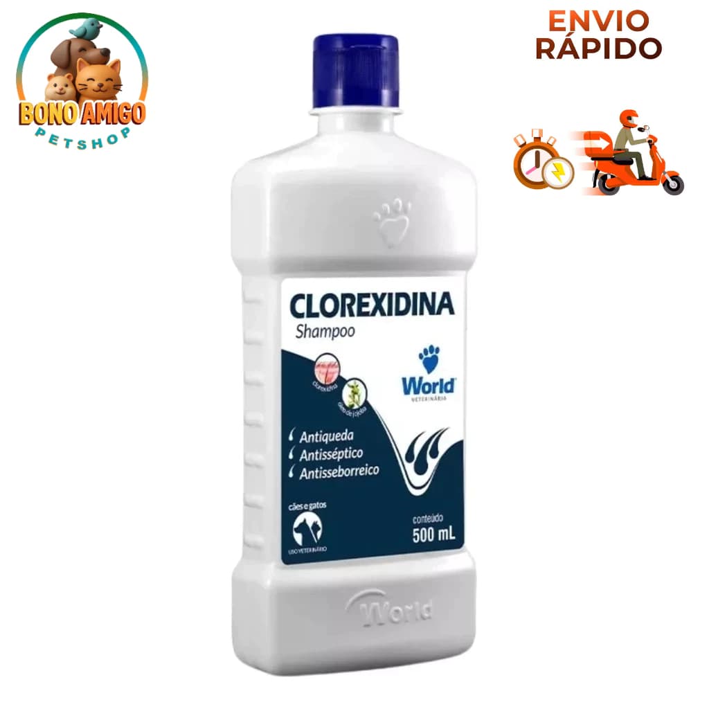 Shampoo Para Cachorro Cães Pet Dermatite Clorexidina 500ml WORLD
