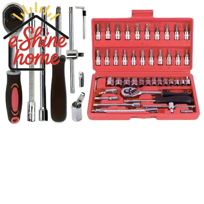 Kit Soquete c/Catraca Sextavado Jogo 46 peças ID-2592K Idea